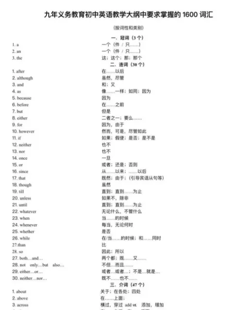 中考词汇1600打印版讲解+默写版+分类表,初中词汇1600word版,初中1600词电子版 第8张