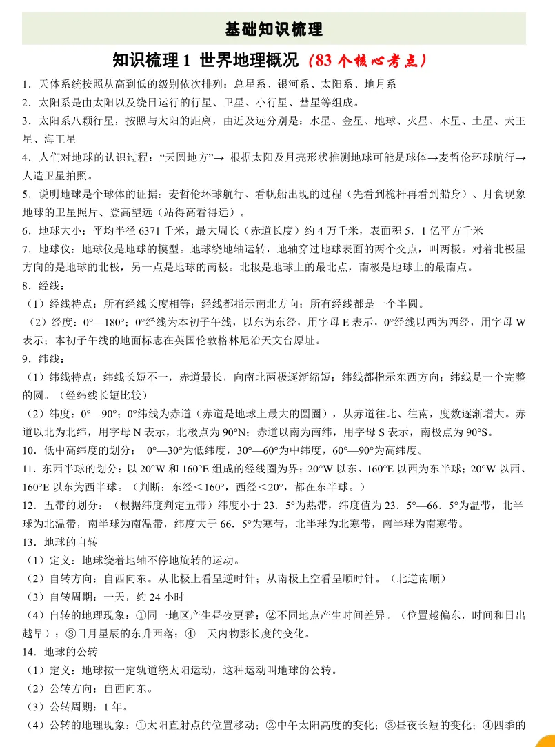 【2026中考地理】世界地理概况83个核心考点 第1张