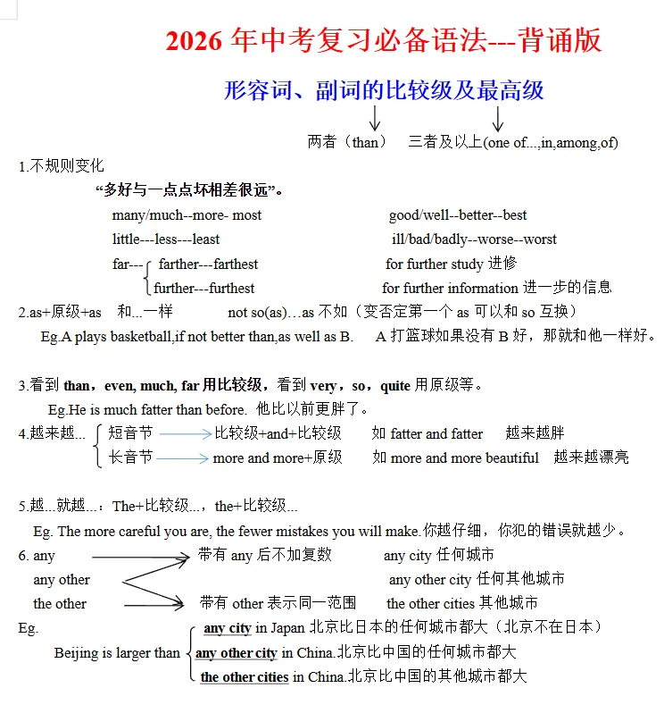 中考必备语法及默写版 第7张