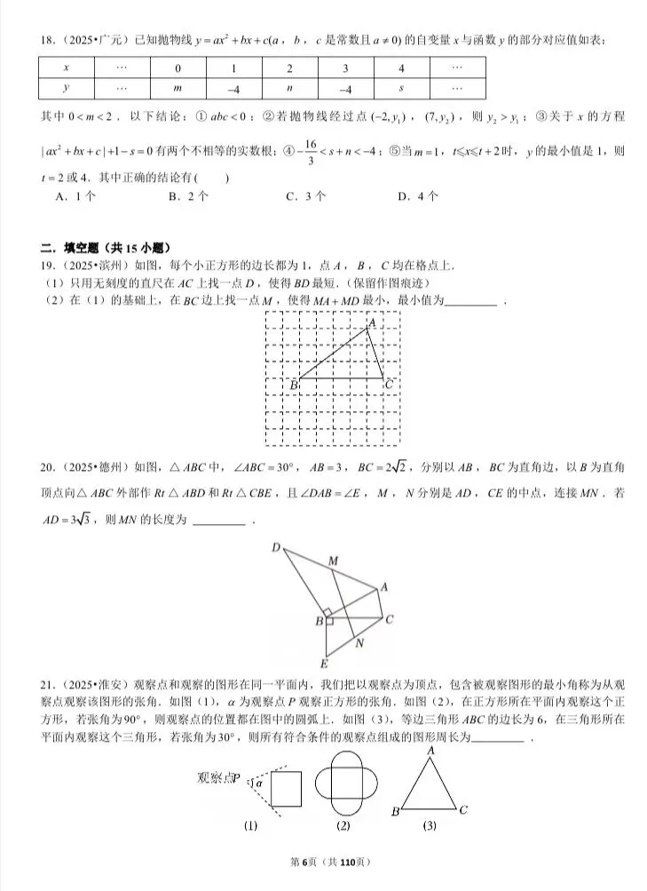 初三必备中考压轴题专练|2025真题汇编,电子版可打印 第7张