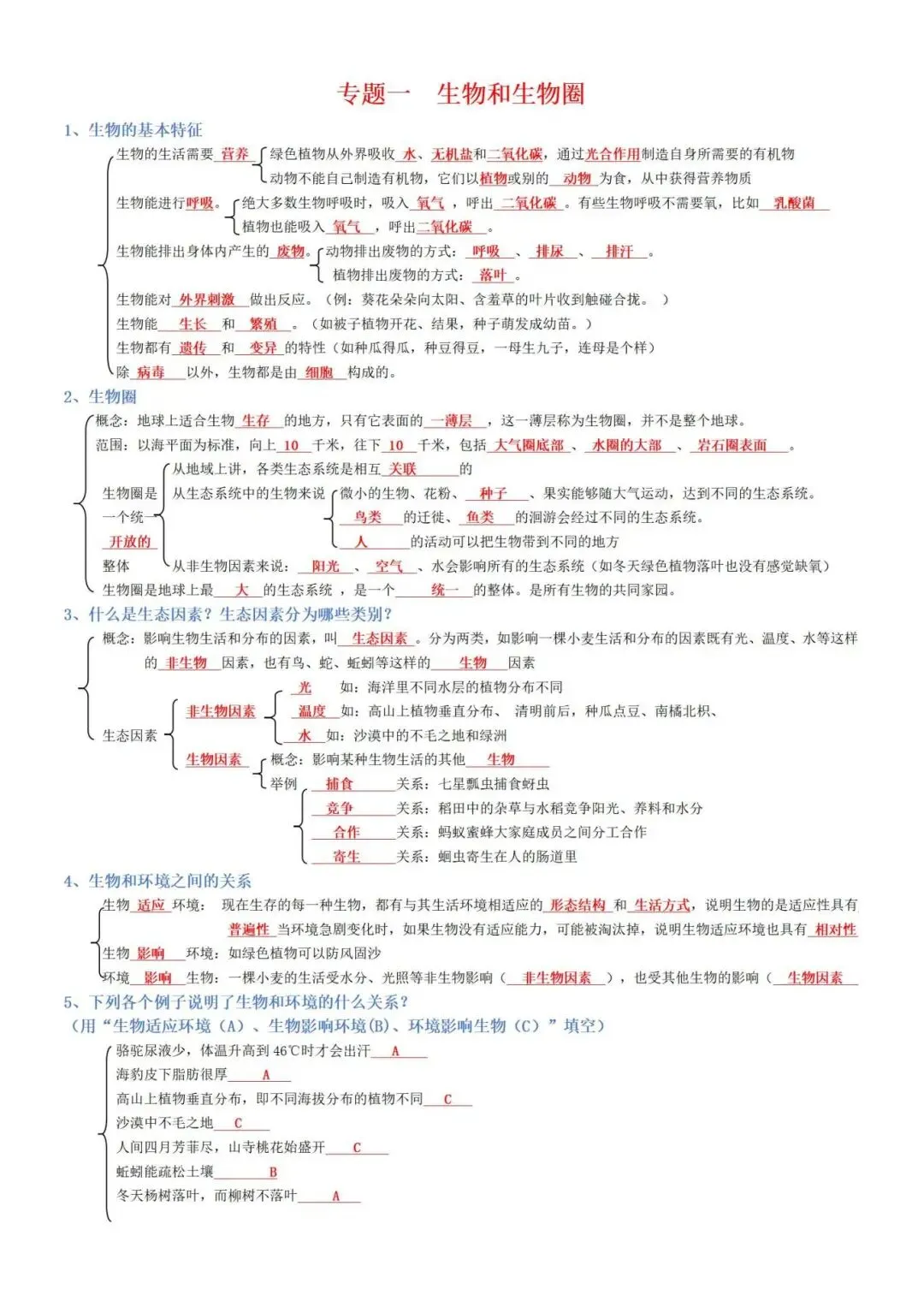 【初二必备】中考生物地理复习资料,人手一份!(电子版可打印) 第11张 【初二必备】中考生物地理复习资料,人手一份!(电子版可打印) 第11张
