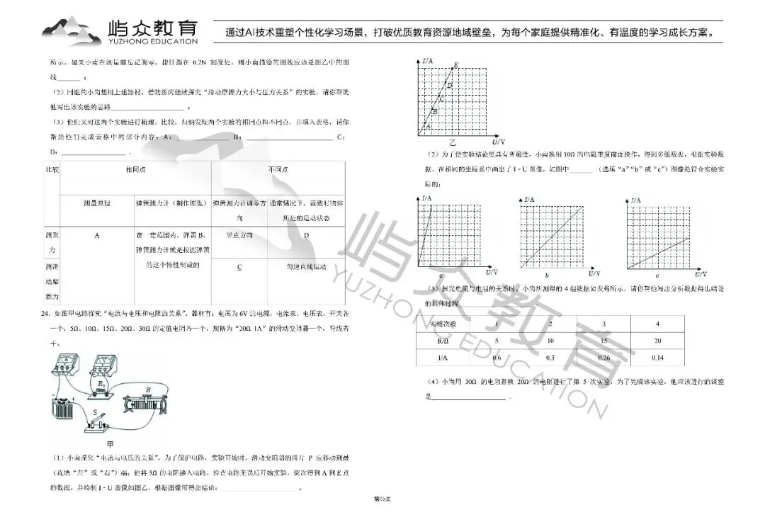 2025年南岗区中考物理一模试卷 第5张