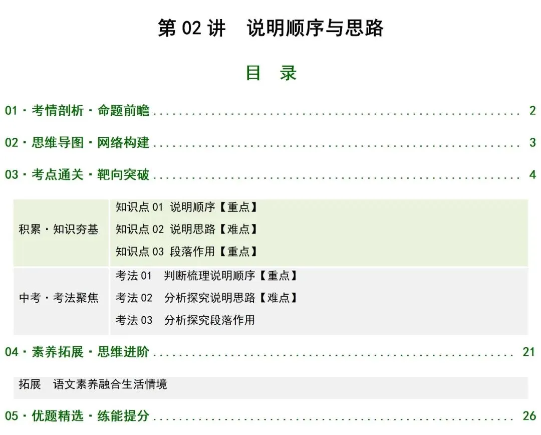 2026年最新中考语文一轮复习—说明文阅读 第02讲 说明顺序、思路与段落(课件+讲义+测练) 第3张