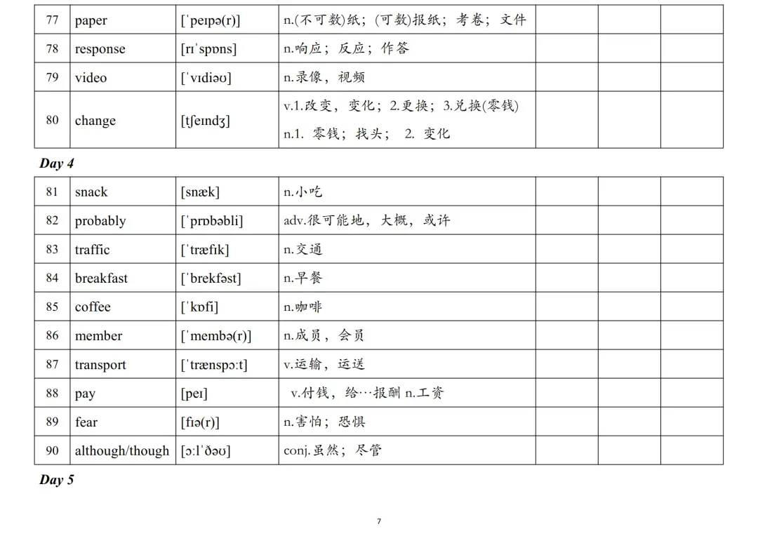 《中考英语大纲1600词33周背诵+复习计划表》,可免费下载 第8张