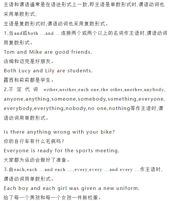 【中考语法】主谓一致用法精讲+精练+答案 第2张 【中考语法】主谓一致用法精讲+精练+答案 第2张