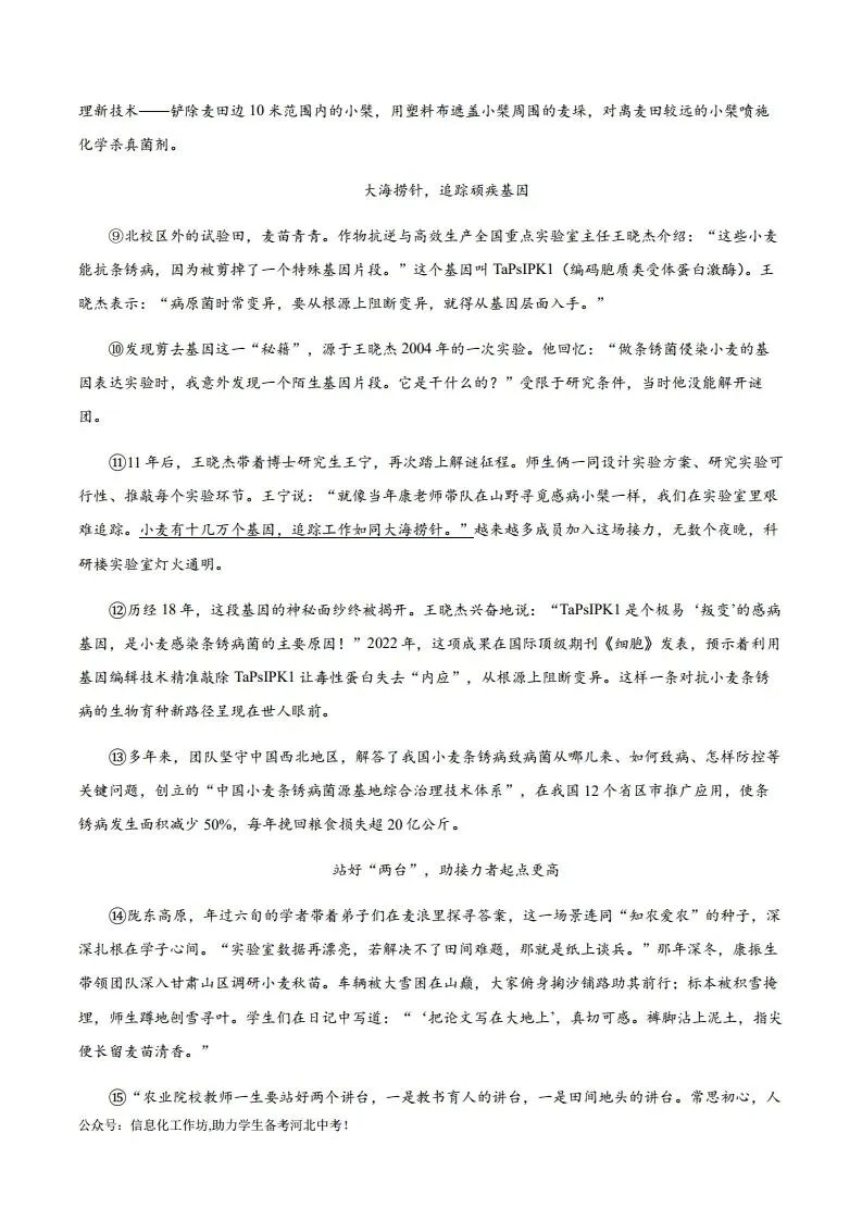 中考一模|2025年河北省张家口市中考一模语文试题(原卷版)(后附打印版下载链接) 第9张