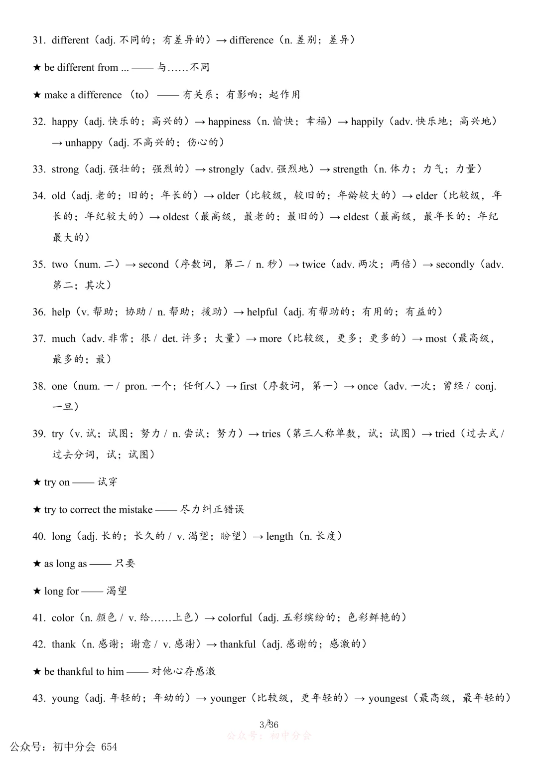 2026年中考英语必备词性转换背诵清单(可打印) 第3张