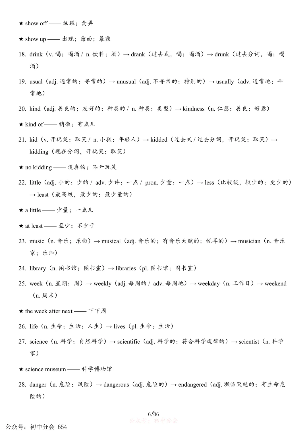 2026年中考英语必备词性转换背诵清单(可打印) 第6张
