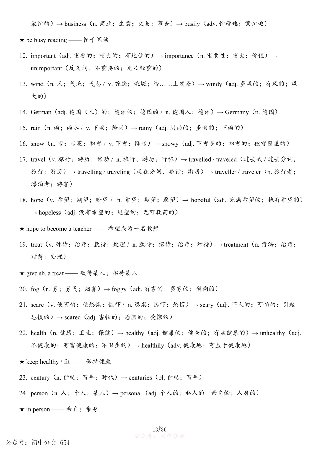 2026年中考英语必备词性转换背诵清单(可打印) 第13张