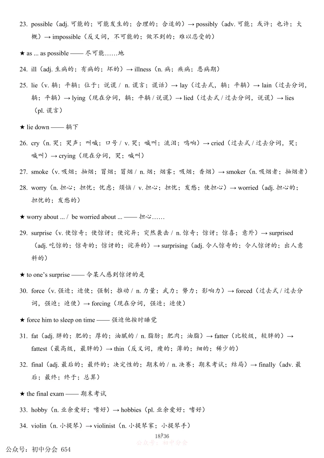 2026年中考英语必备词性转换背诵清单(可打印) 第18张