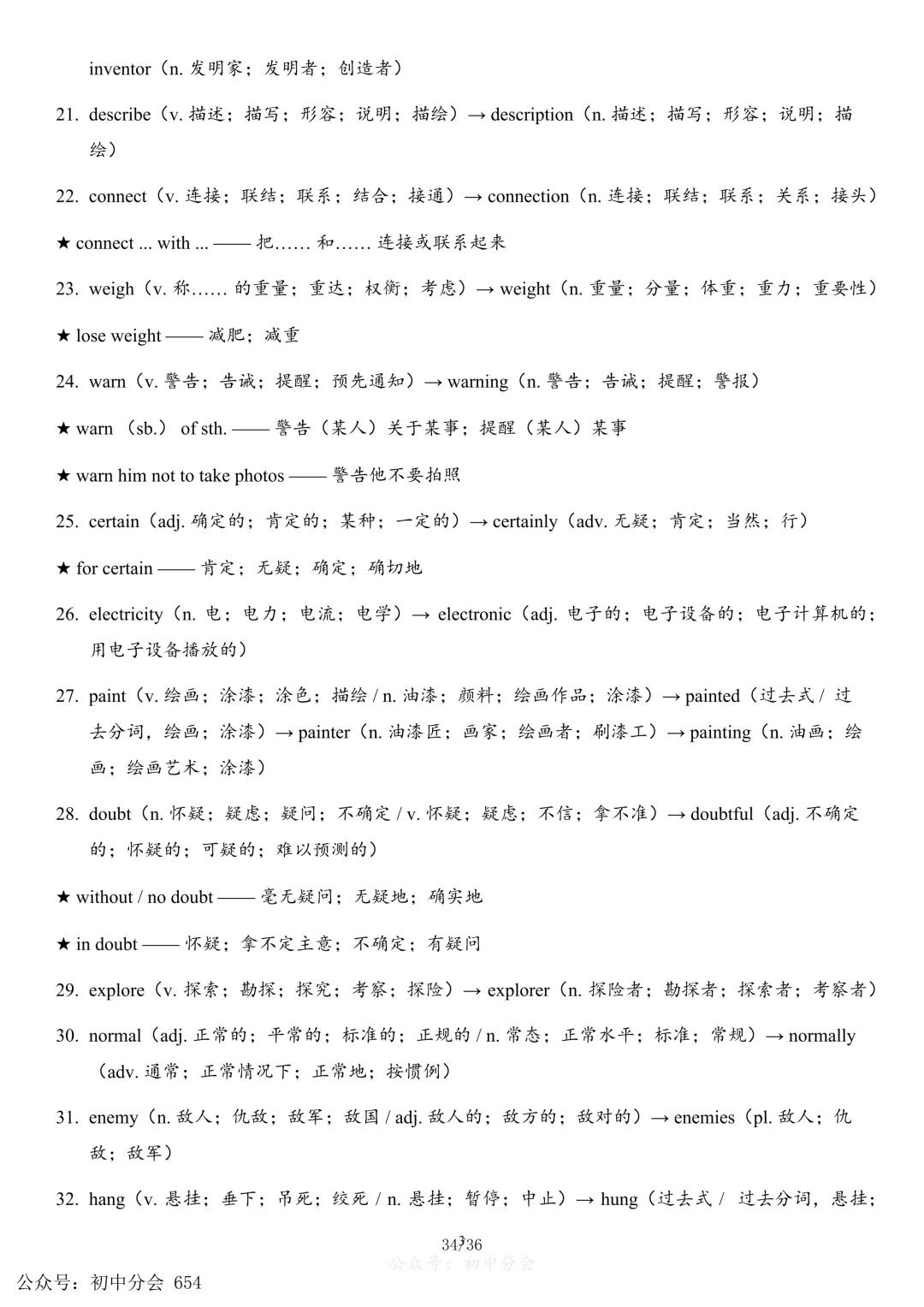 2026年中考英语必备词性转换背诵清单(可打印) 第34张