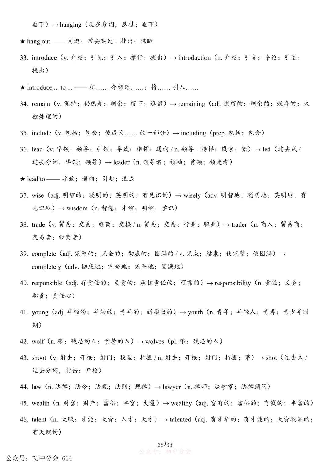2026年中考英语必备词性转换背诵清单(可打印) 第35张