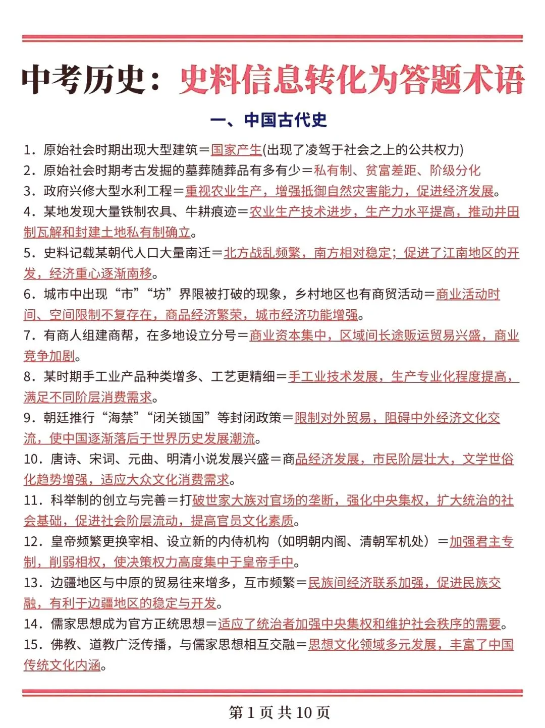 2026中考历史各类考点总结 第1张