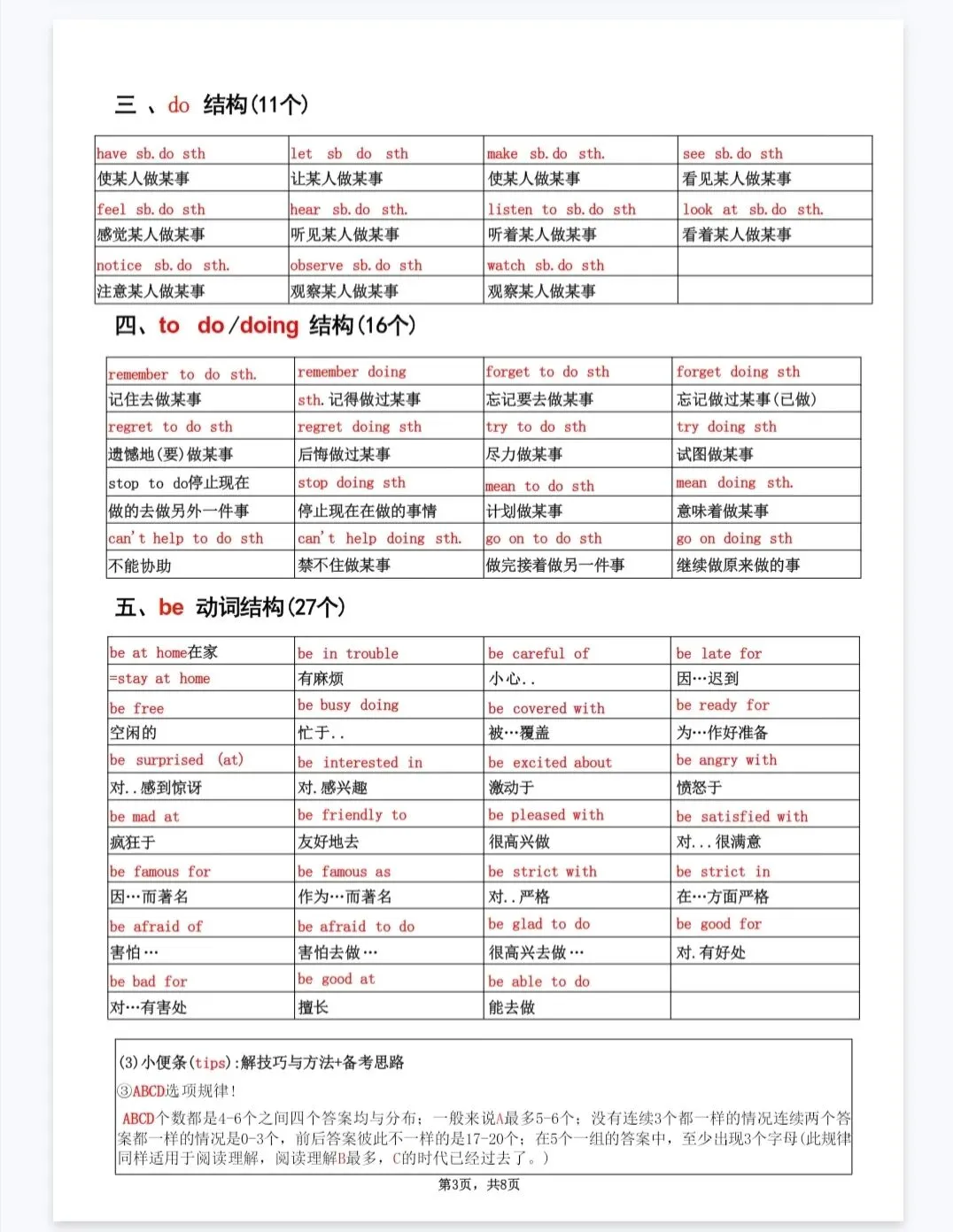 中考英语完形填空固定搭配短语默写 第3张