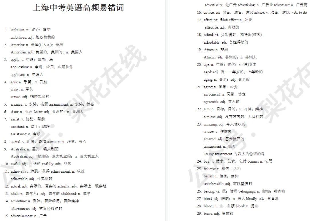稳冲140!2026上海中考英语新增词+词汇考纲 第10张 稳冲140!2026上海中考英语新增词+词汇考纲 第10张