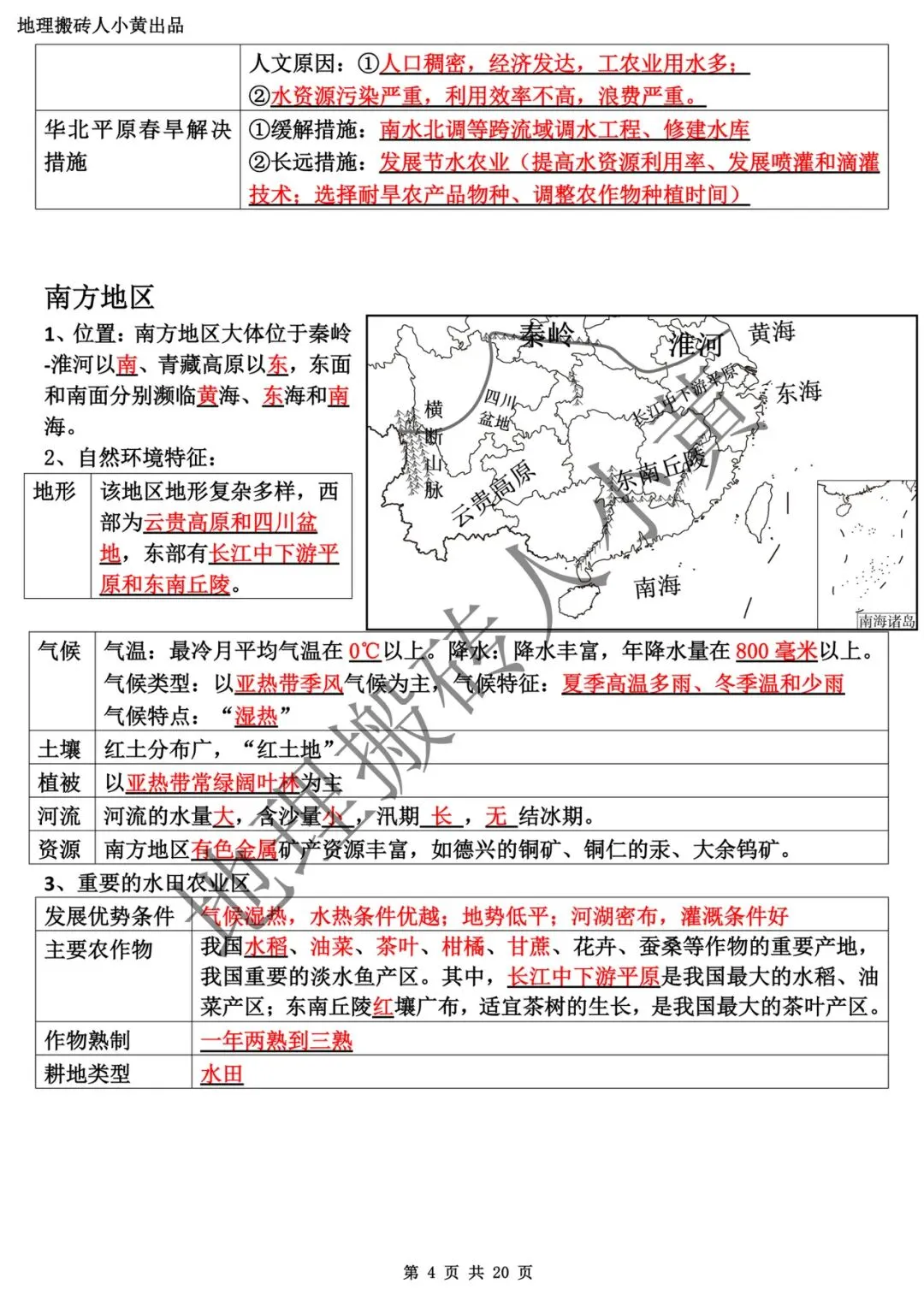 【中考复习】2025-2026学年最新教材八下地理粤教版知识点总结(背诵版和默写版) 第5张