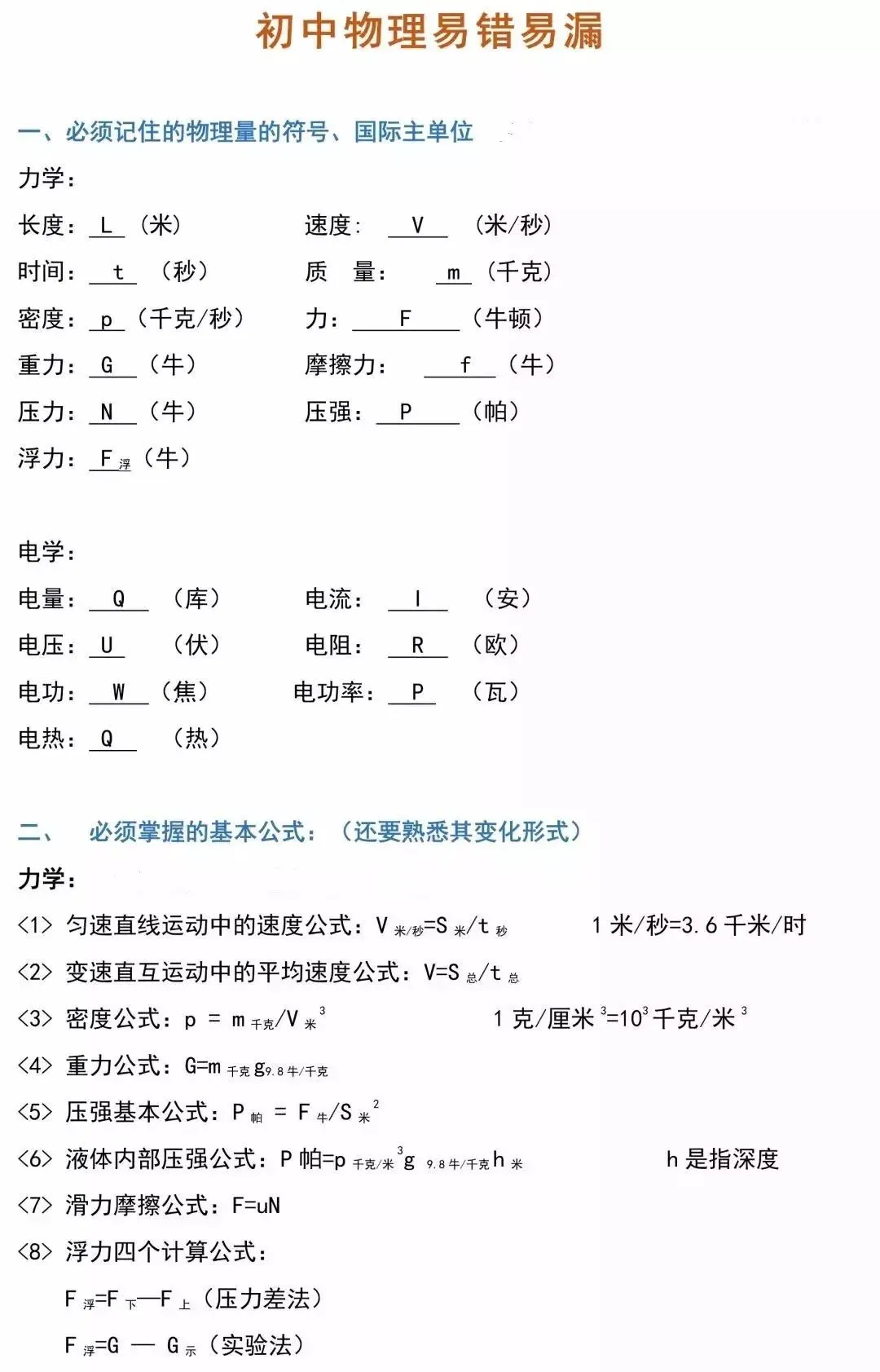 中考物理易错易漏的考点,多注意1个就多考2分! 第1张