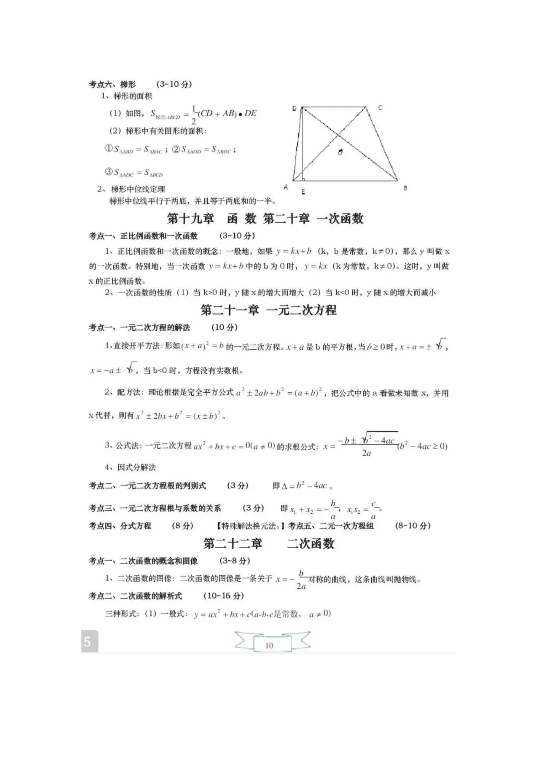 中考数学必备!初中三年重点知识点一网打尽 第11张 中考数学必备!初中三年重点知识点一网打尽 第11张