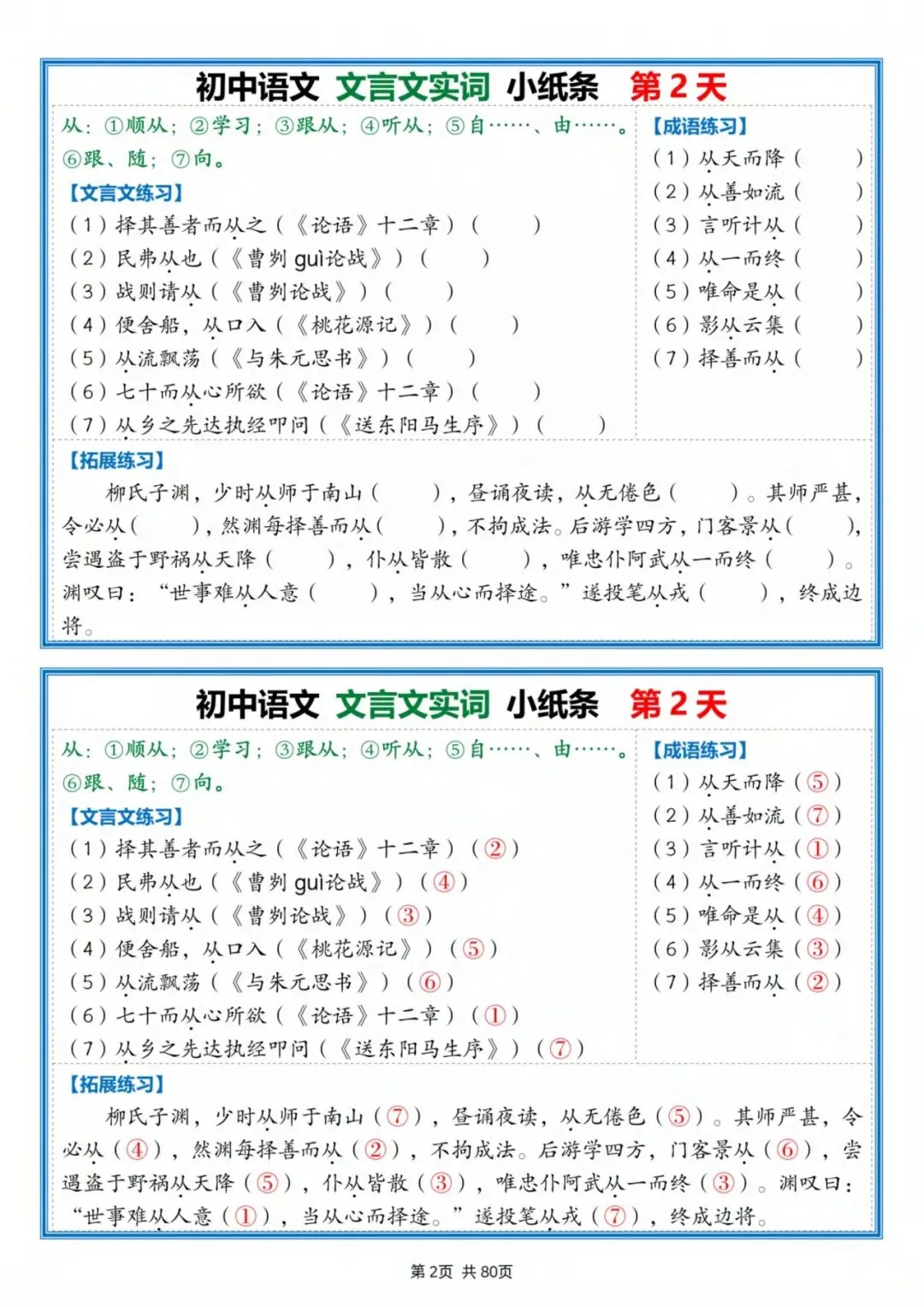 【备战中考】2026春全国通用版初中《语文》文言文+成语(重点字注释•翻译练习)含答案,完整版可下载打印! 第4张