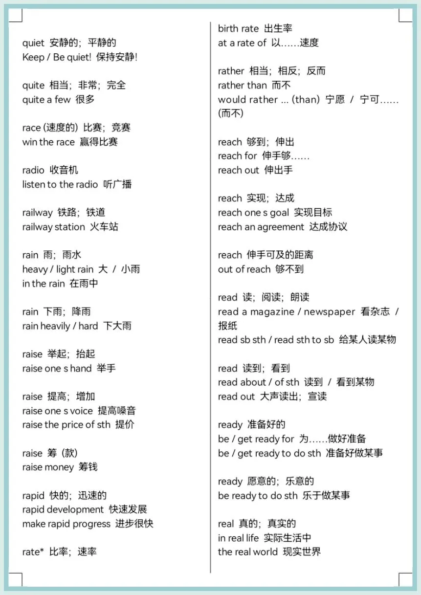 寒假预习|2026春中考英语必背单词+固定搭配1500组,电子版可打印! 第9张 寒假预习|2026春中考英语必背单词+固定搭配1500组,电子版可打印! 第9张