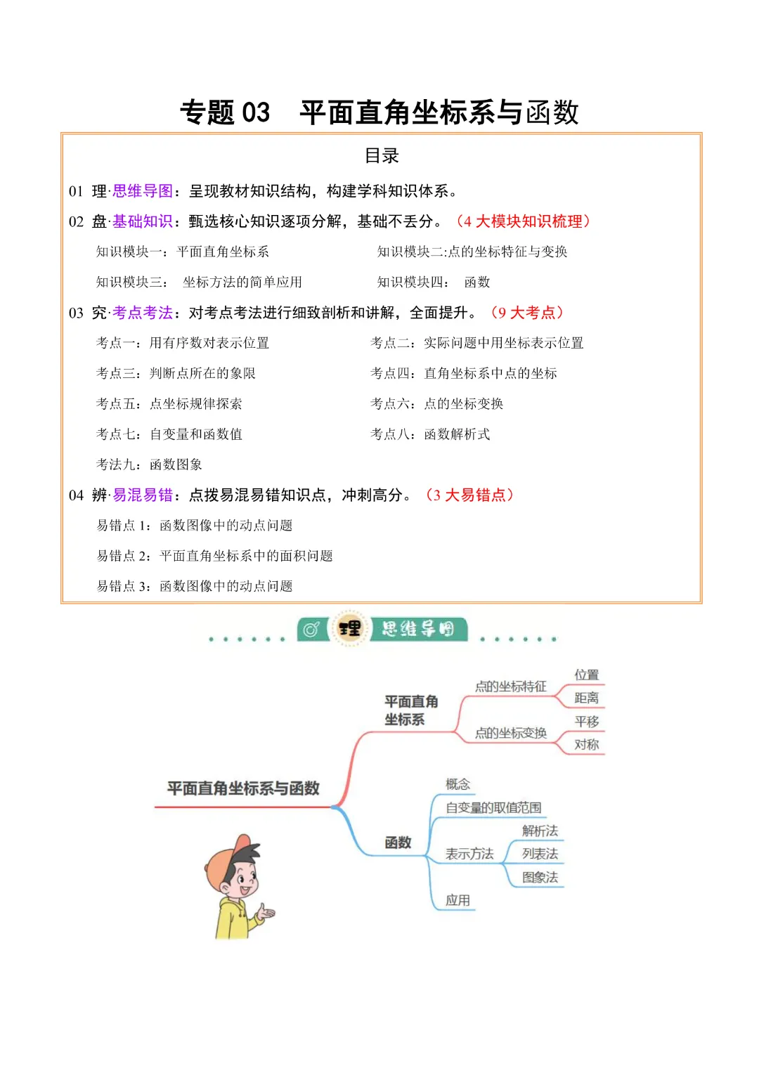 【中考专项数学】 《专题03  平面直角坐标系与函数 》知识梳理+易错专练 完整高清电子版可打印 第4张