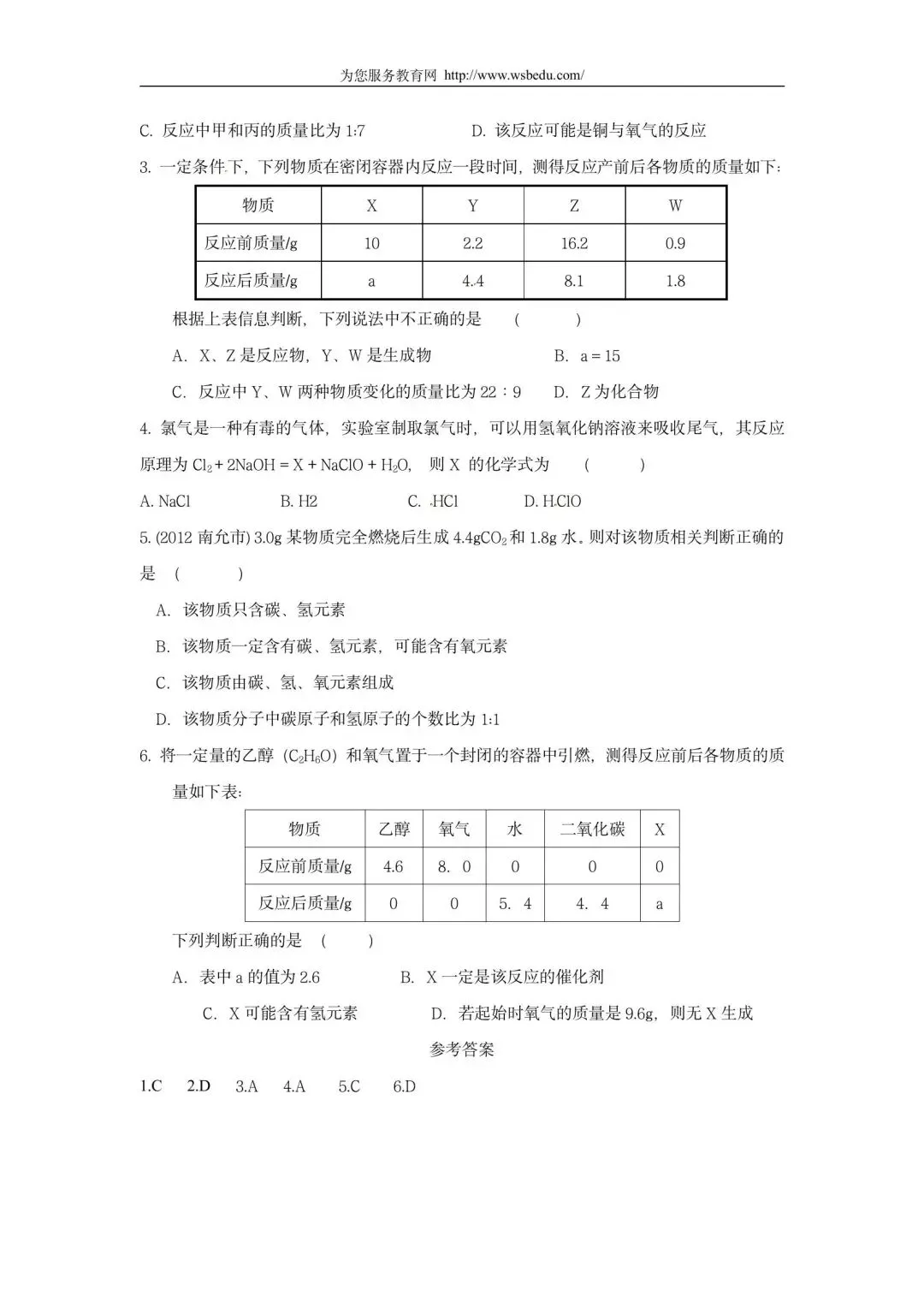 中考易错辨析:质量守恒定律 第4张