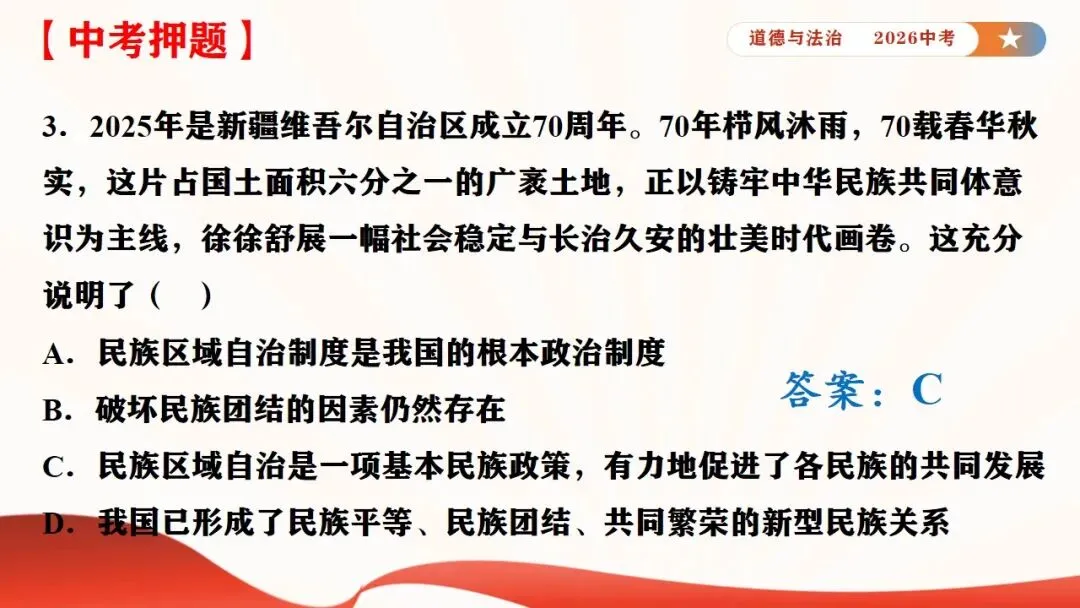 2026年中考道法时政热点专题课件8:新疆维吾尔自治区成立70周年 第19张