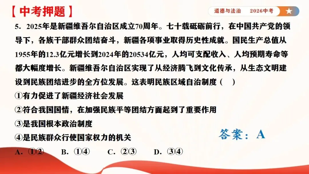 2026年中考道法时政热点专题课件8:新疆维吾尔自治区成立70周年 第21张