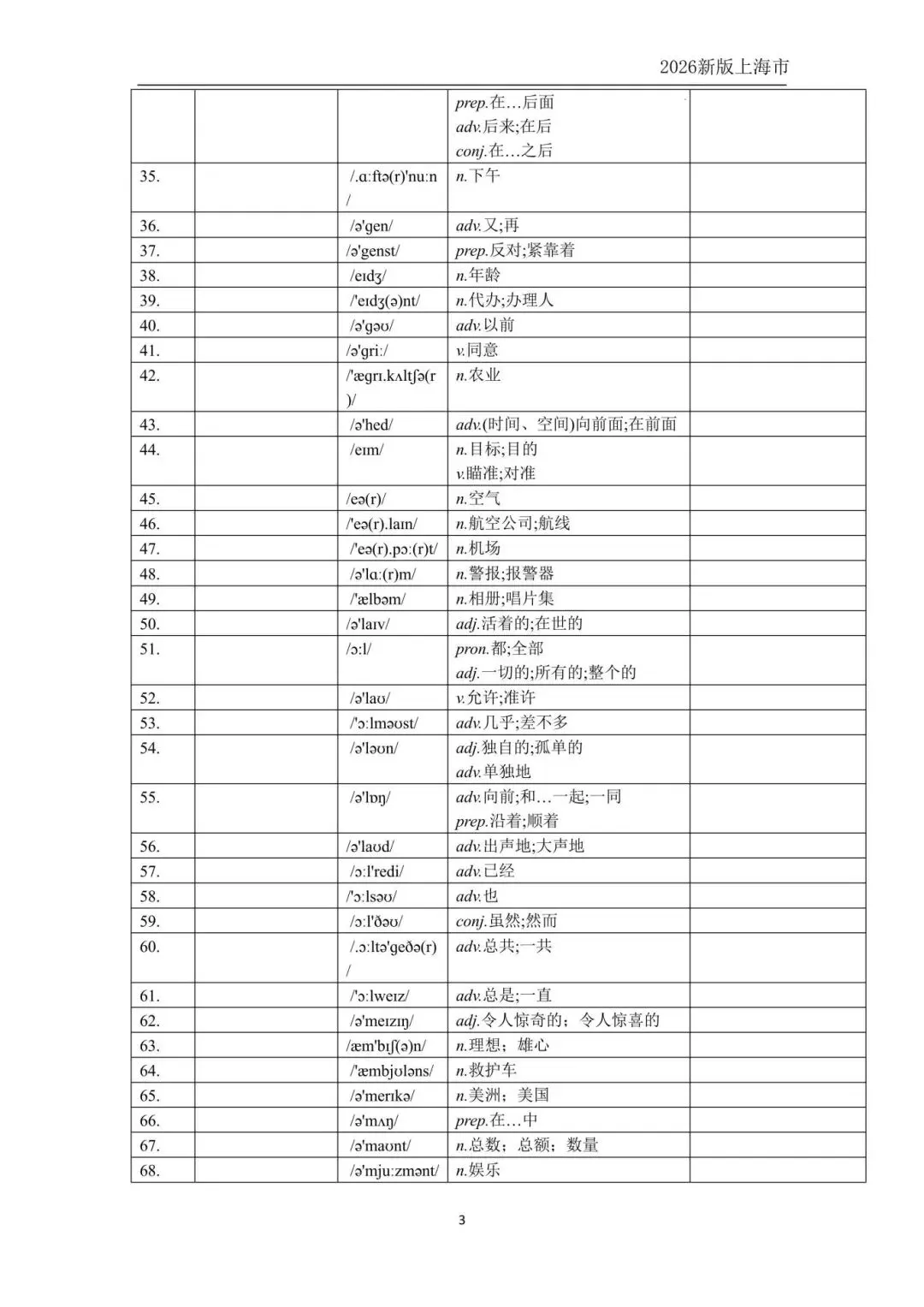 2026新版上海中考英语考纲词汇默写本 | 双向默写(附PDF 可打印) 第8张