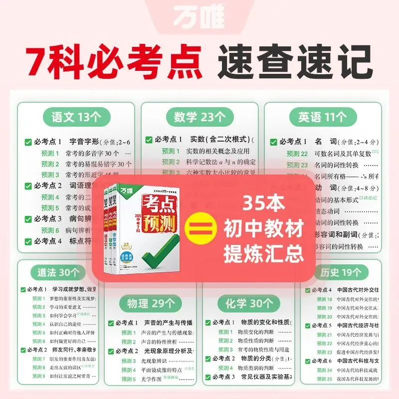 万唯中考7科考点预测2026新书高频考点笔记一本全中考总复习资料 第5张