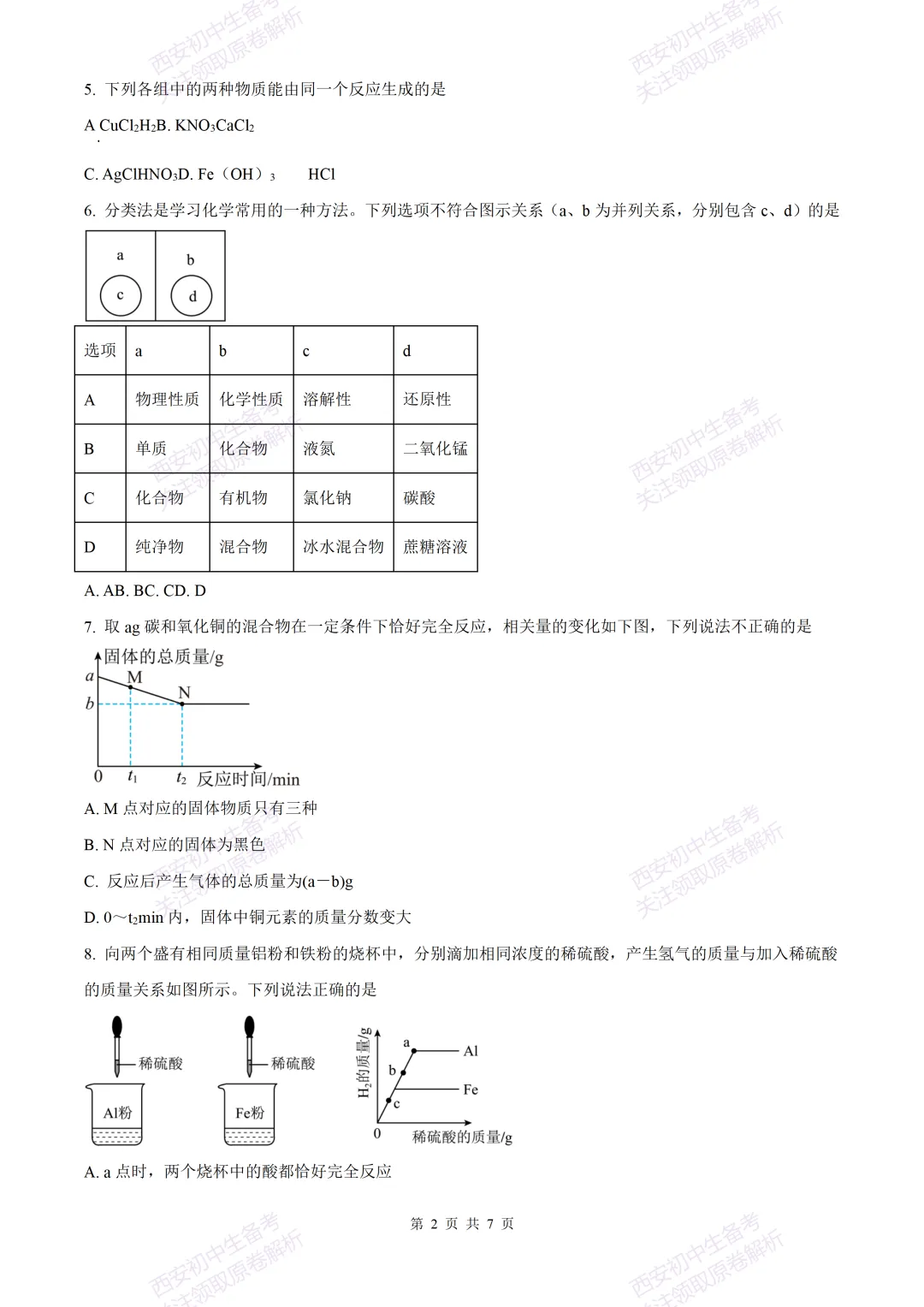 中考复习,五大名校真题!西安模拟:【2025西工大附中】九年级三模考试,化学试题,试卷+完整版答案,免费下载! 第8张 中考复习,五大名校真题!西安模拟:【2025西工大附中】九年级三模考试,化学试题,试卷+完整版答案,免费下载! 第8张