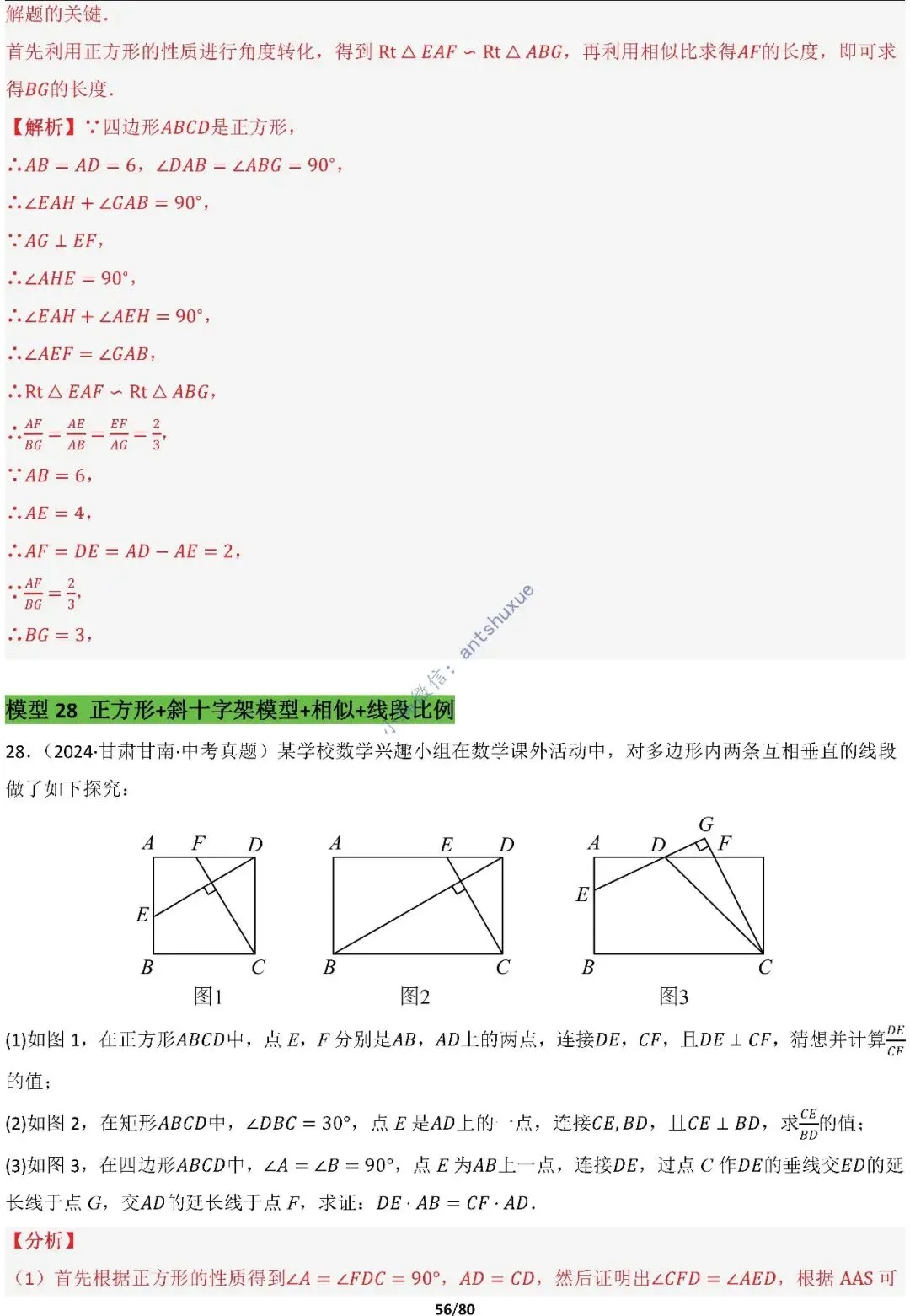 中考满分:半角模型和十字架模型必刷的38种模型(含word) 第55张