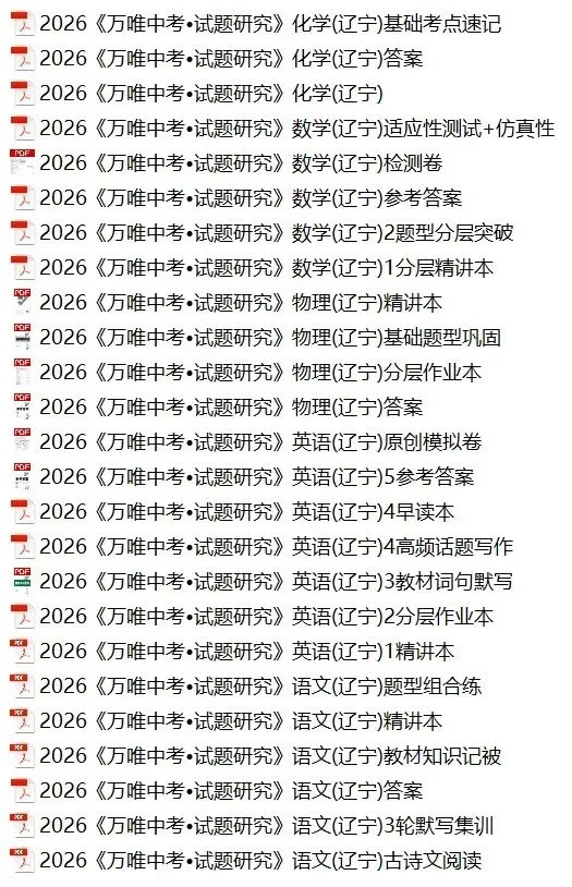 2026万惟中考全科试题及答案【辽宁版】 第1张 2026万惟中考全科试题及答案【辽宁版】 第1张