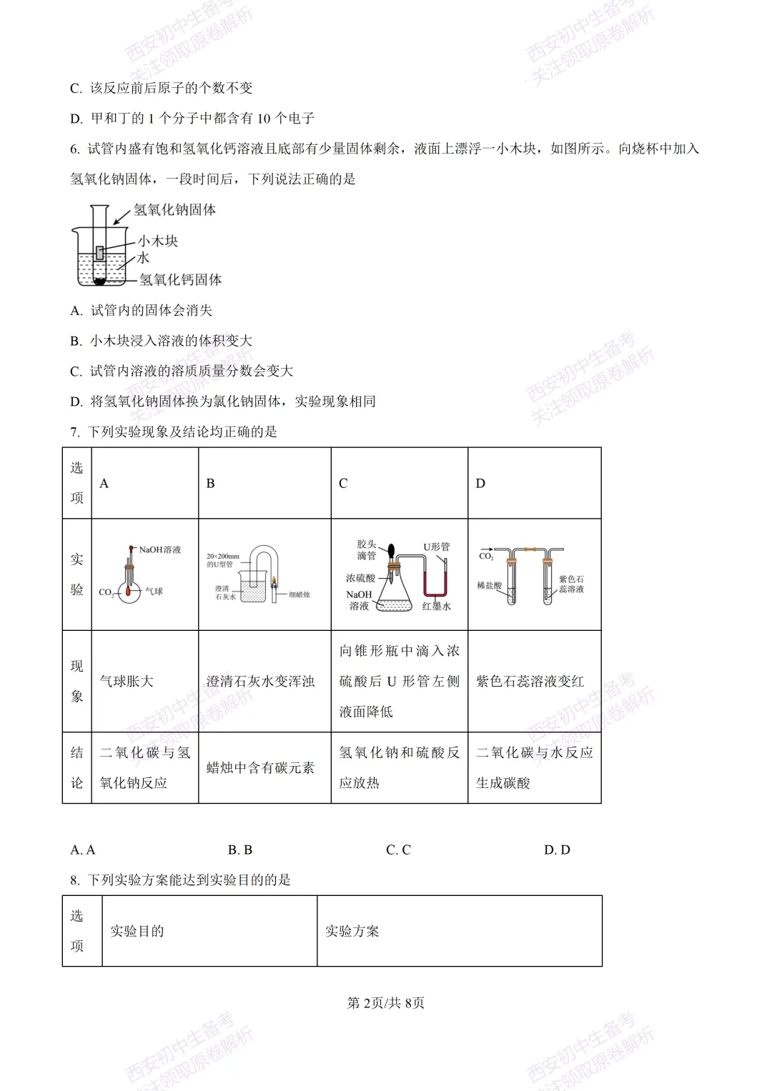 中考复习,五大名校真题!西安模拟:【2025陕师大附中】九年级四模考试,化学试题,试卷+完整版答案,免费下载! 第8张 中考复习,五大名校真题!西安模拟:【2025陕师大附中】九年级四模考试,化学试题,试卷+完整版答案,免费下载! 第8张