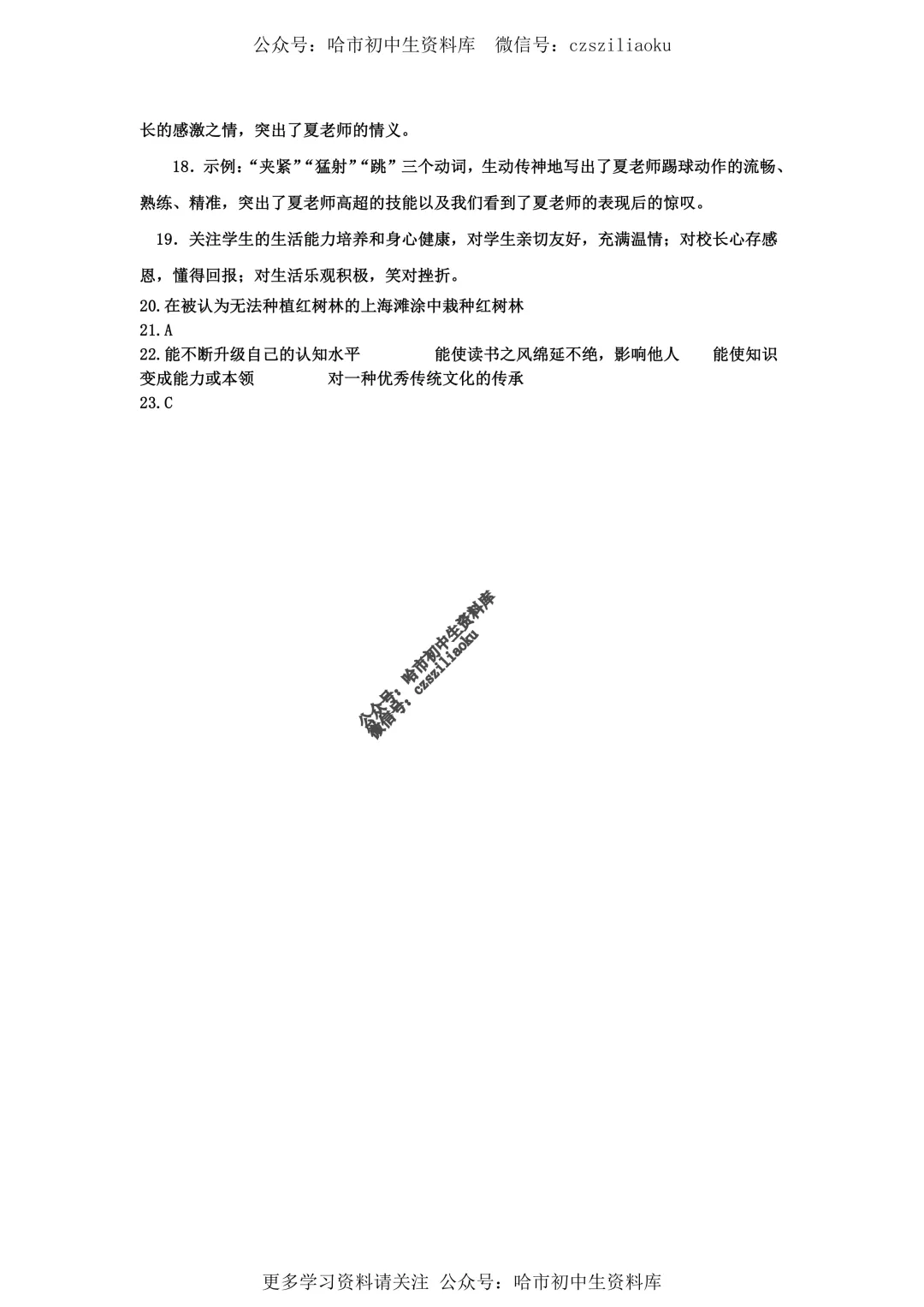 2025中考·南岗区5套·语文模拟练习卷+答案 第44张