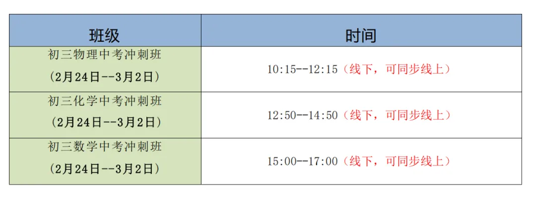 2026年度初三中考冲刺班,特长生考前冲刺班课程安排 第1张
