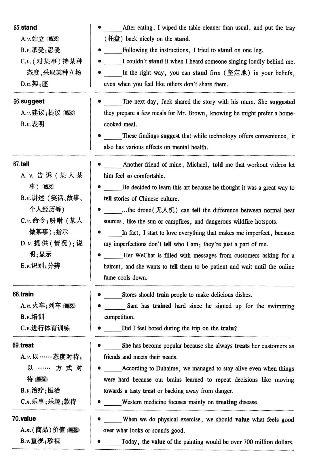 中考英语高频词 一词多义辨析 第12张