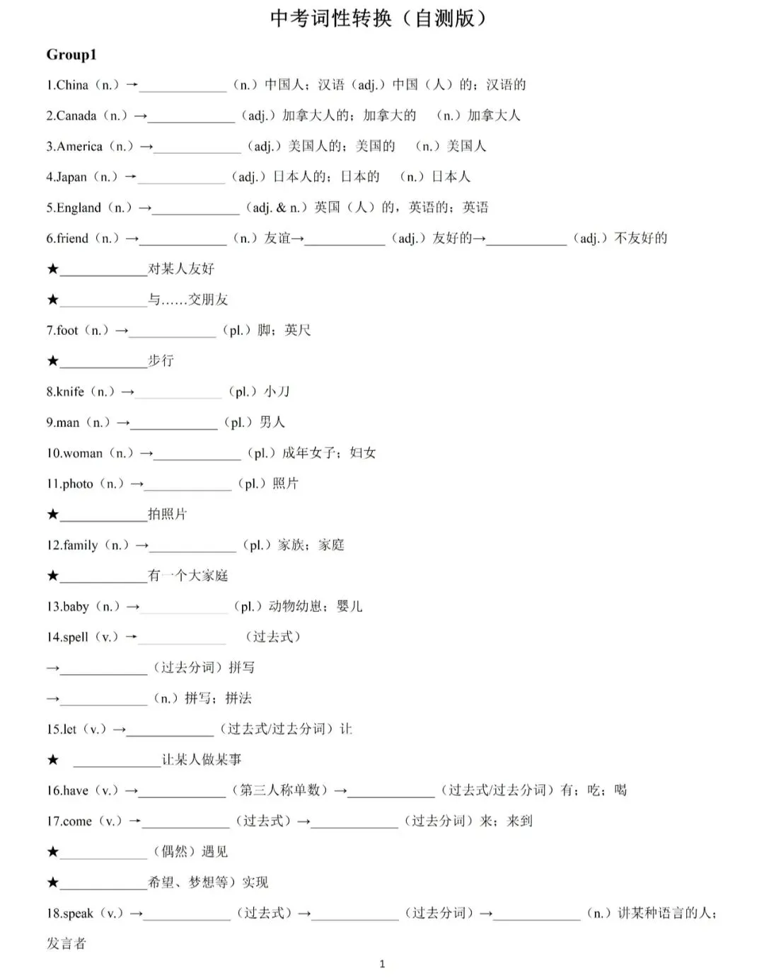 中考英语必考高频词性转换背诵版+检测版(可下载) 第6张