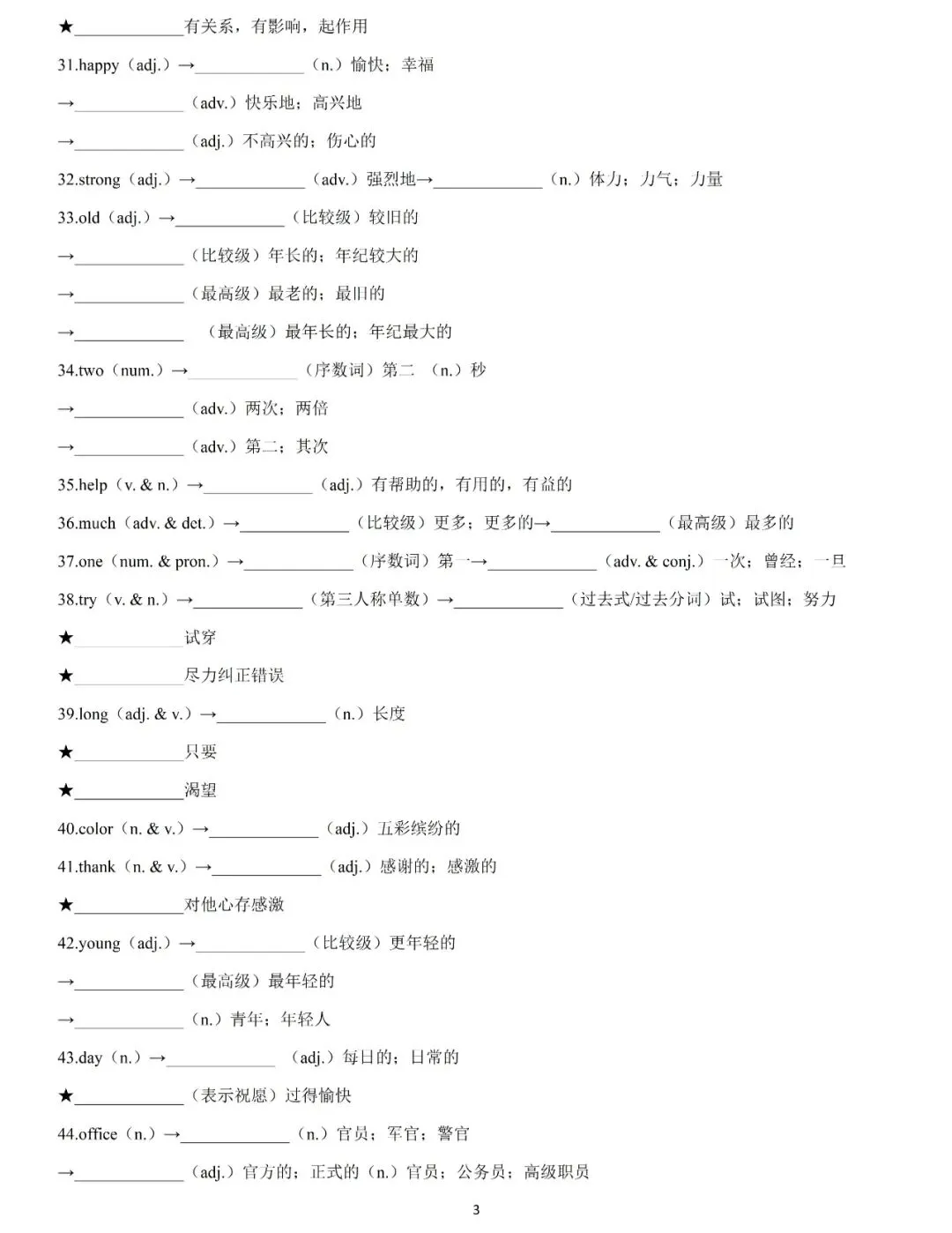 中考英语必考高频词性转换背诵版+检测版(可下载) 第8张