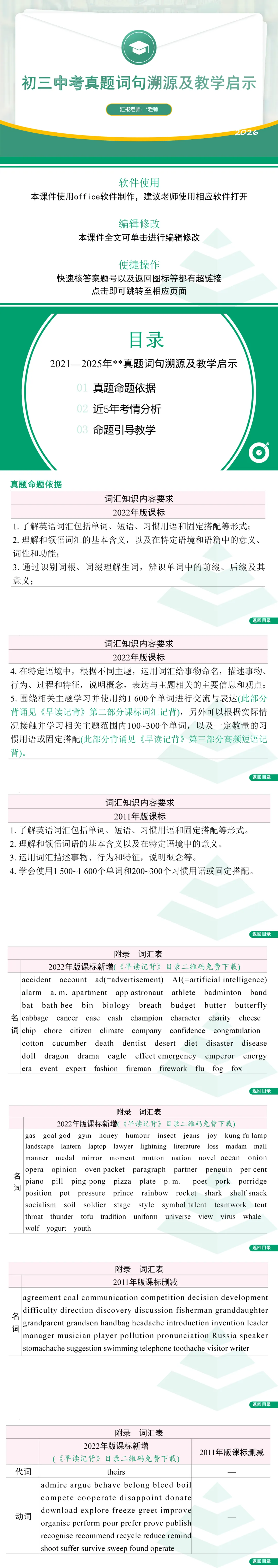 初中初三中考英语真题词句溯源及教学启示经验交流ppt课件 第1张
