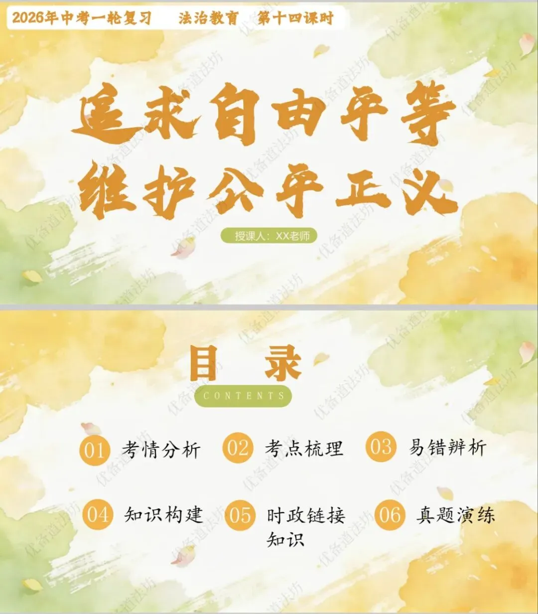 2026年中考一轮复习 14.追求自由平等 维护公平正义[八下第四单元](课件+教学设计+导学案+必背知识) 第9张