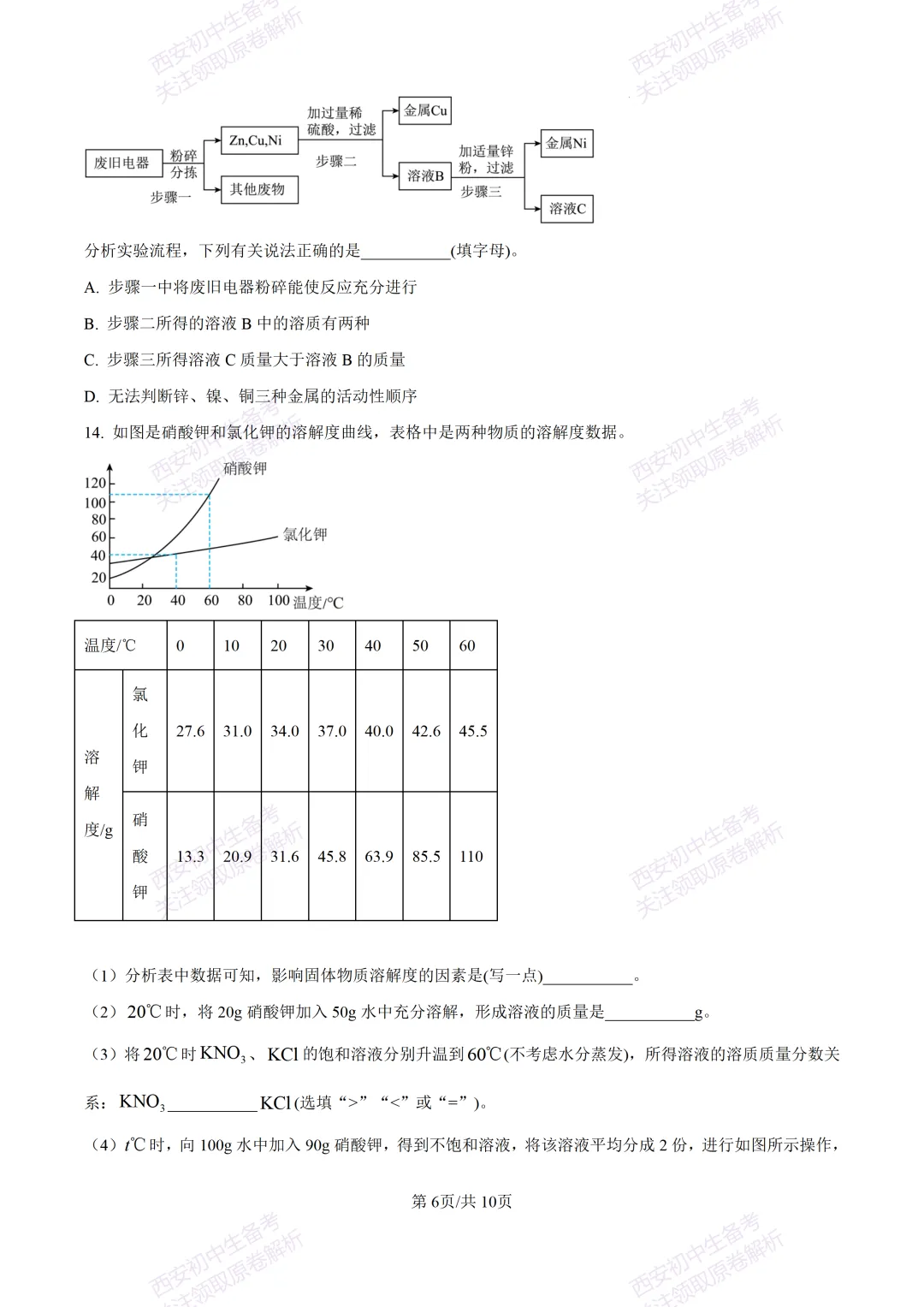 中考复习,五大名校真题!西安模拟:【2025高新一中】九年级五模考试,化学试题,试卷+完整版答案,免费下载! 第12张