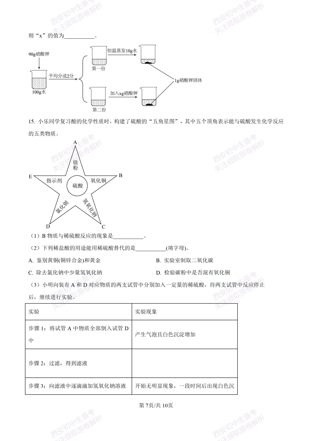 中考复习,五大名校真题!西安模拟:【2025高新一中】九年级五模考试,化学试题,试卷+完整版答案,免费下载! 第13张