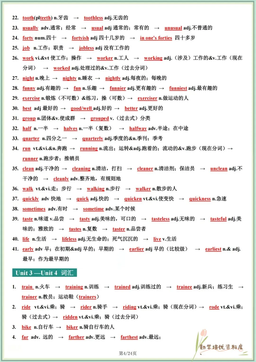 2026春新(人教版)中考英语(七年级八年级九年级)词汇变形梳理(背诵版+默写版),电子版可下载打印! 第5张 2026春新(人教版)中考英语(七年级八年级九年级)词汇变形梳理(背诵版+默写版),电子版可下载打印! 第5张