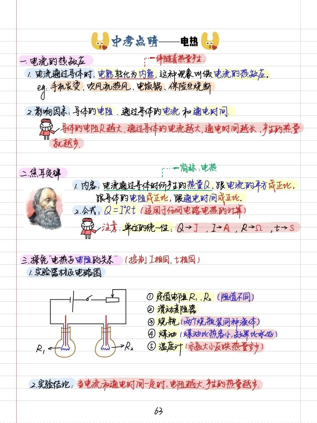 初三孩子必读:中考物理学霸笔记(内能质量和电学全部) 第33张