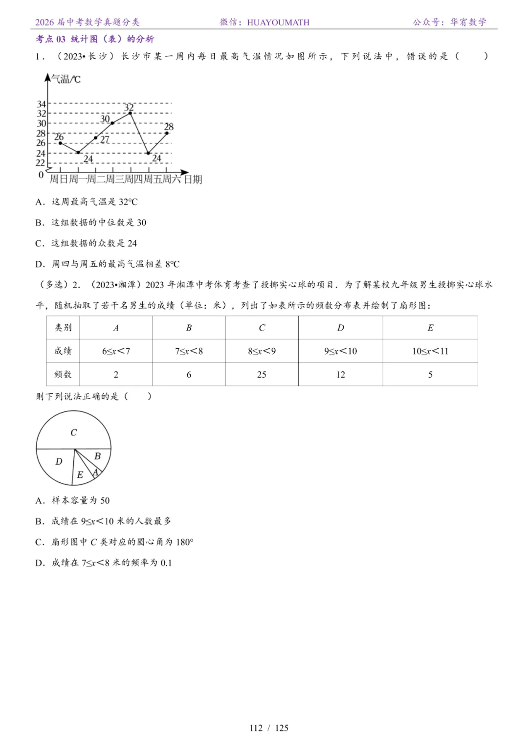 2026届长沙中考数学真题分类 第119张