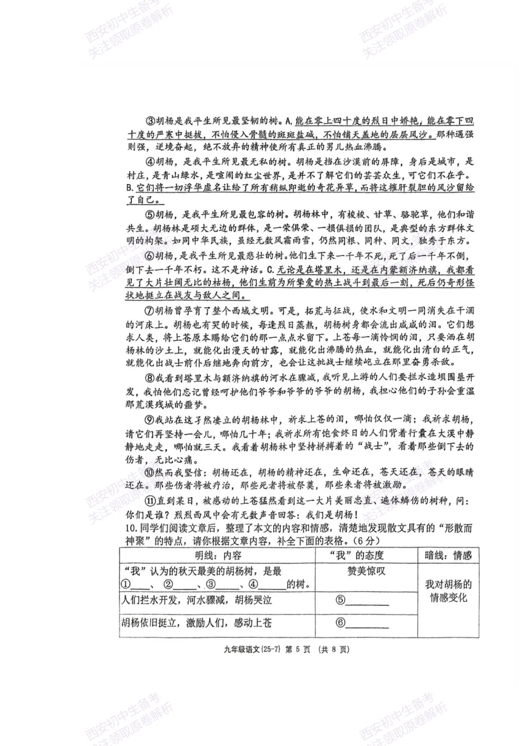 中考复习,五大名校真题!西安模拟:【2025西工大附中】九年级七模考试,语文试题,试卷+完整版答案,免费下载! 第11张