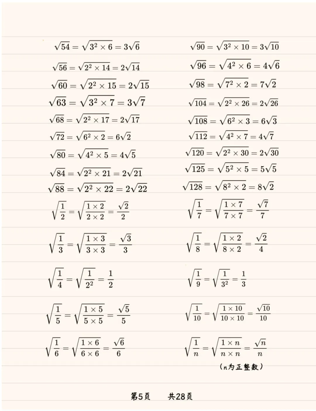 《2026新版初中数学中考常用公式手写笔记》,可免费下载 第5张