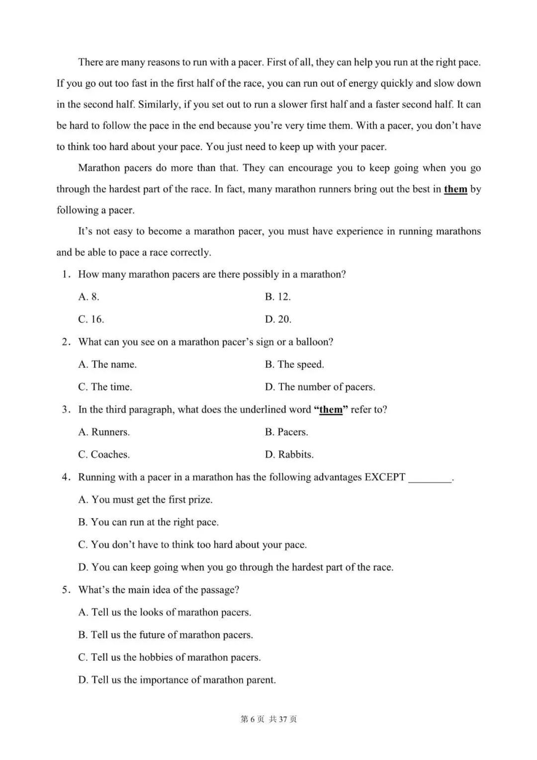 中考英语阅读理解300篇(101~120)(含答案解析,文末领取word完整版) 第6张 中考英语阅读理解300篇(101~120)(含答案解析,文末领取word完整版) 第6张