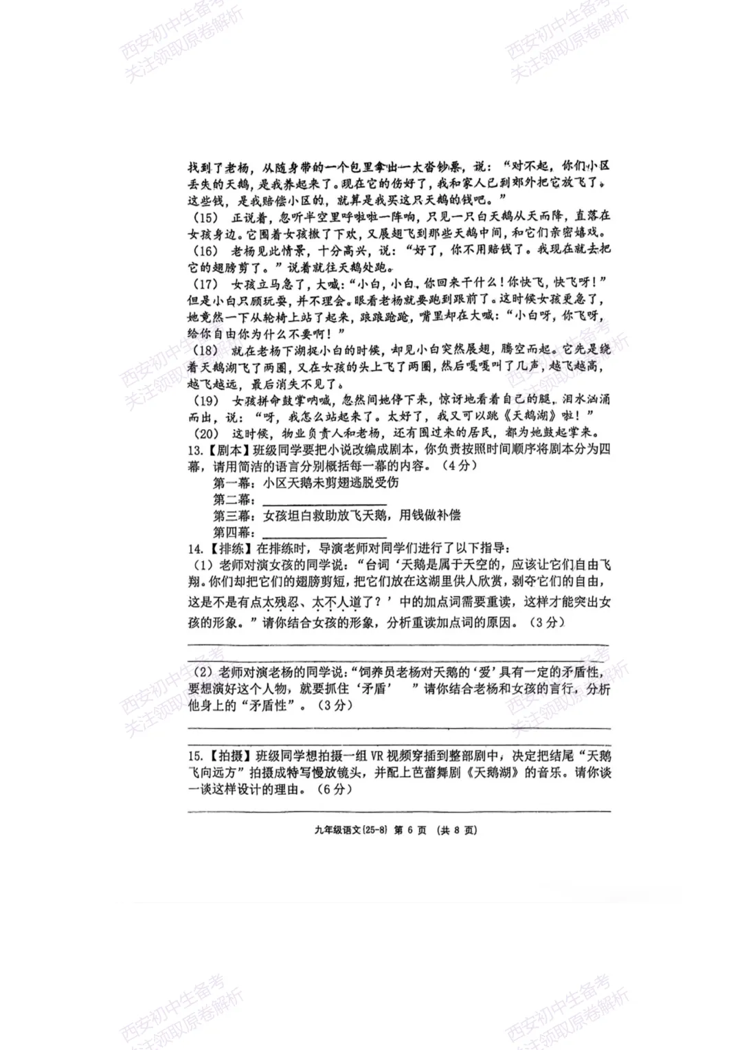 中考复习,五大名校真题!西安模拟:【2025西工大附中】九年级八模考试,语文试题,试卷+完整版答案,免费下载! 第12张